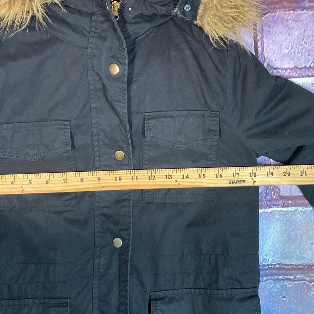 Miss London Faux Fur Hooded Parka Jacket Quilted - Small Black - Picture 9 of 9